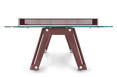 Modern Glass Ping Pong Table With A Vino Leather Base by Impatia