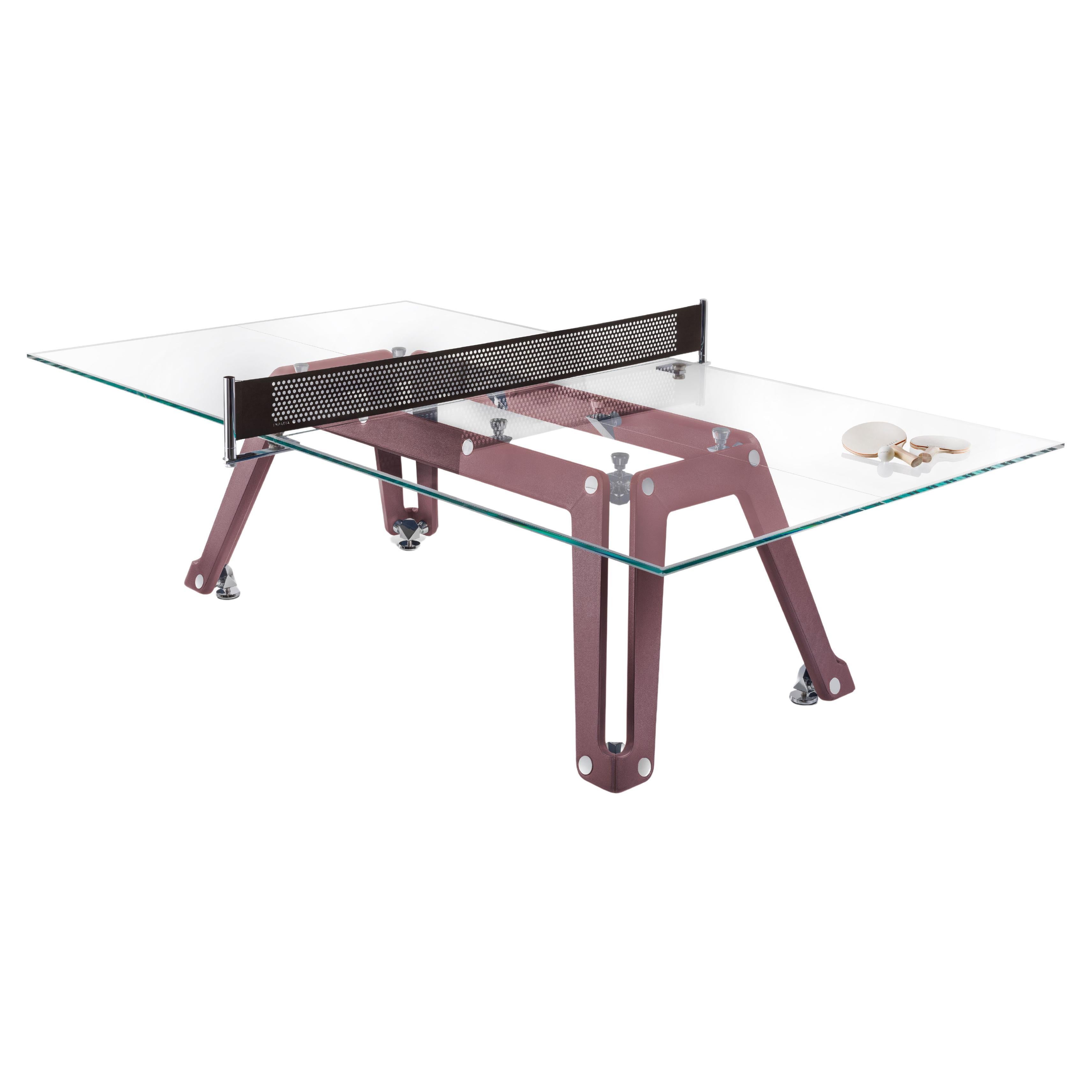 Modern Glass Ping Pong Table With A Vino Leather Base by Impatia