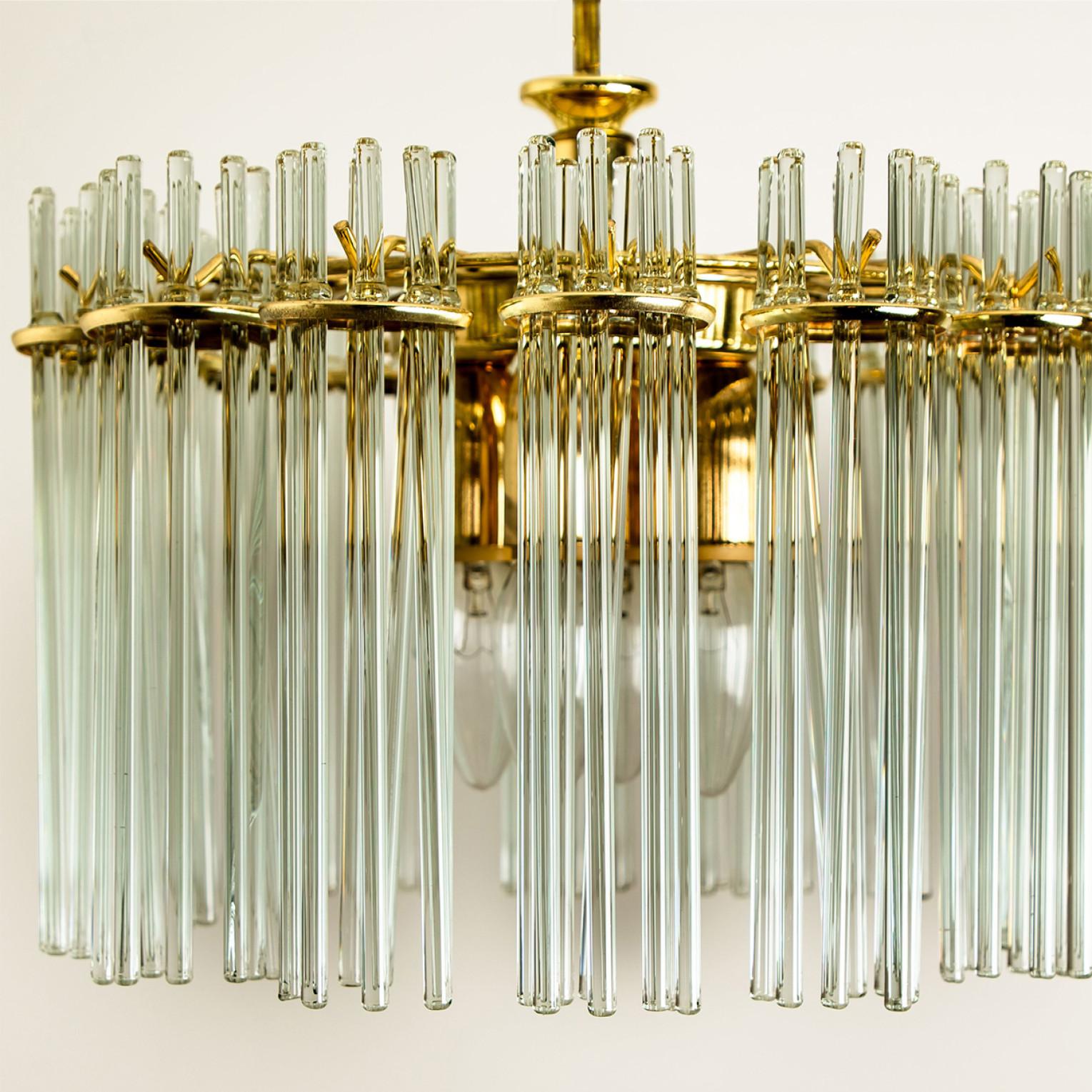 Mid-Century Modern Modern Glass Rod Chandelier by Sciolari for Lightolier, 1970s For Sale