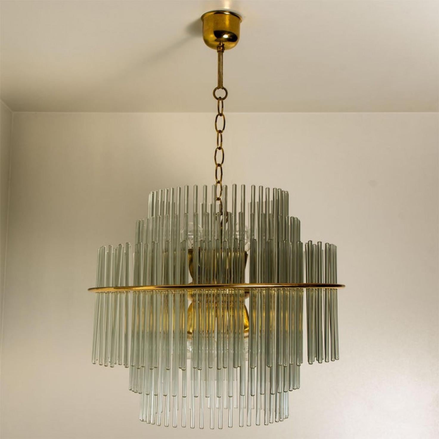 Italian Modern Glass Rod Waterfall Flush Mount Sciolari for Lightolier, 1970 For Sale