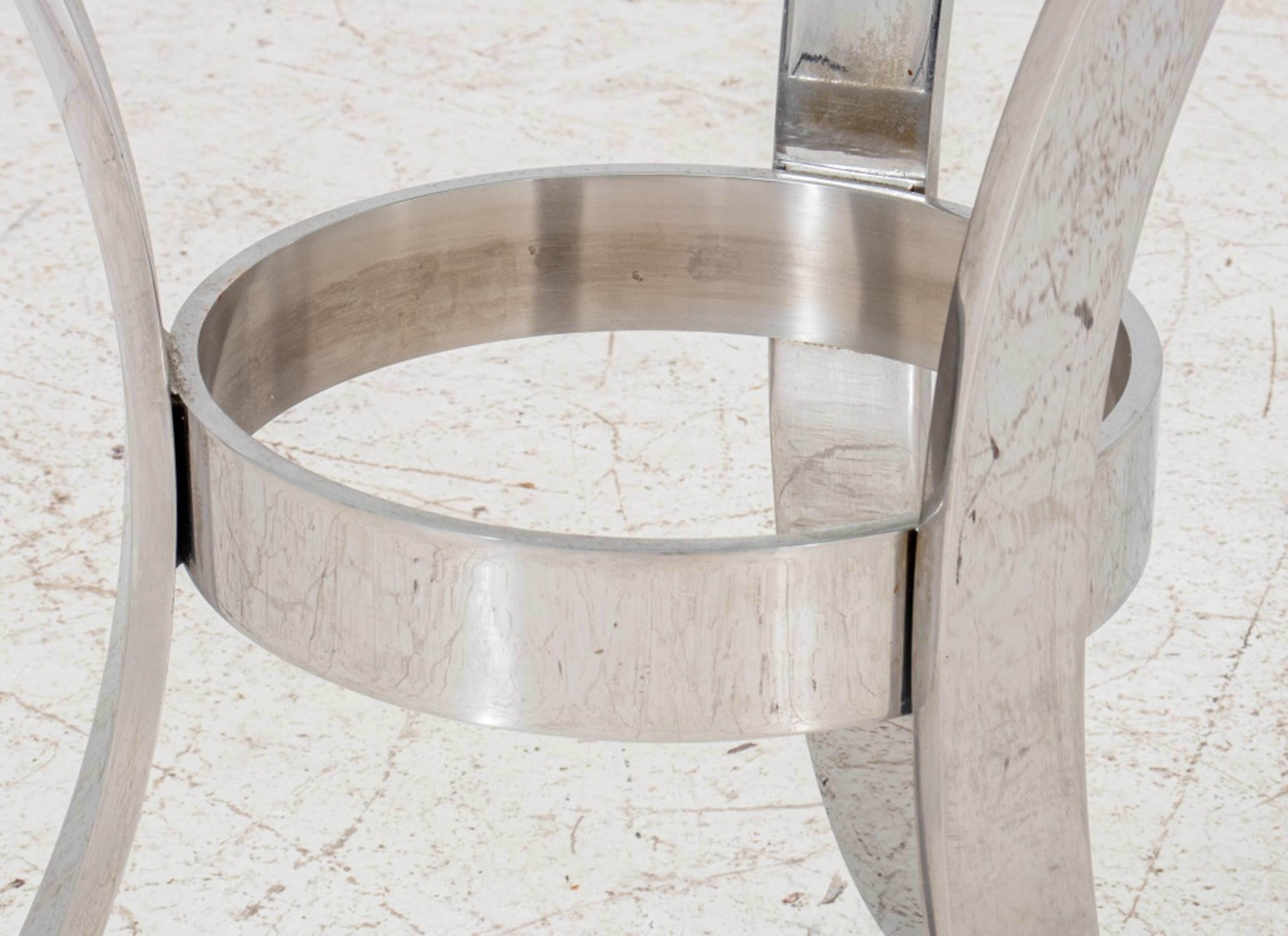 20th Century Modern Glass Round Dining Table with Chrome Base