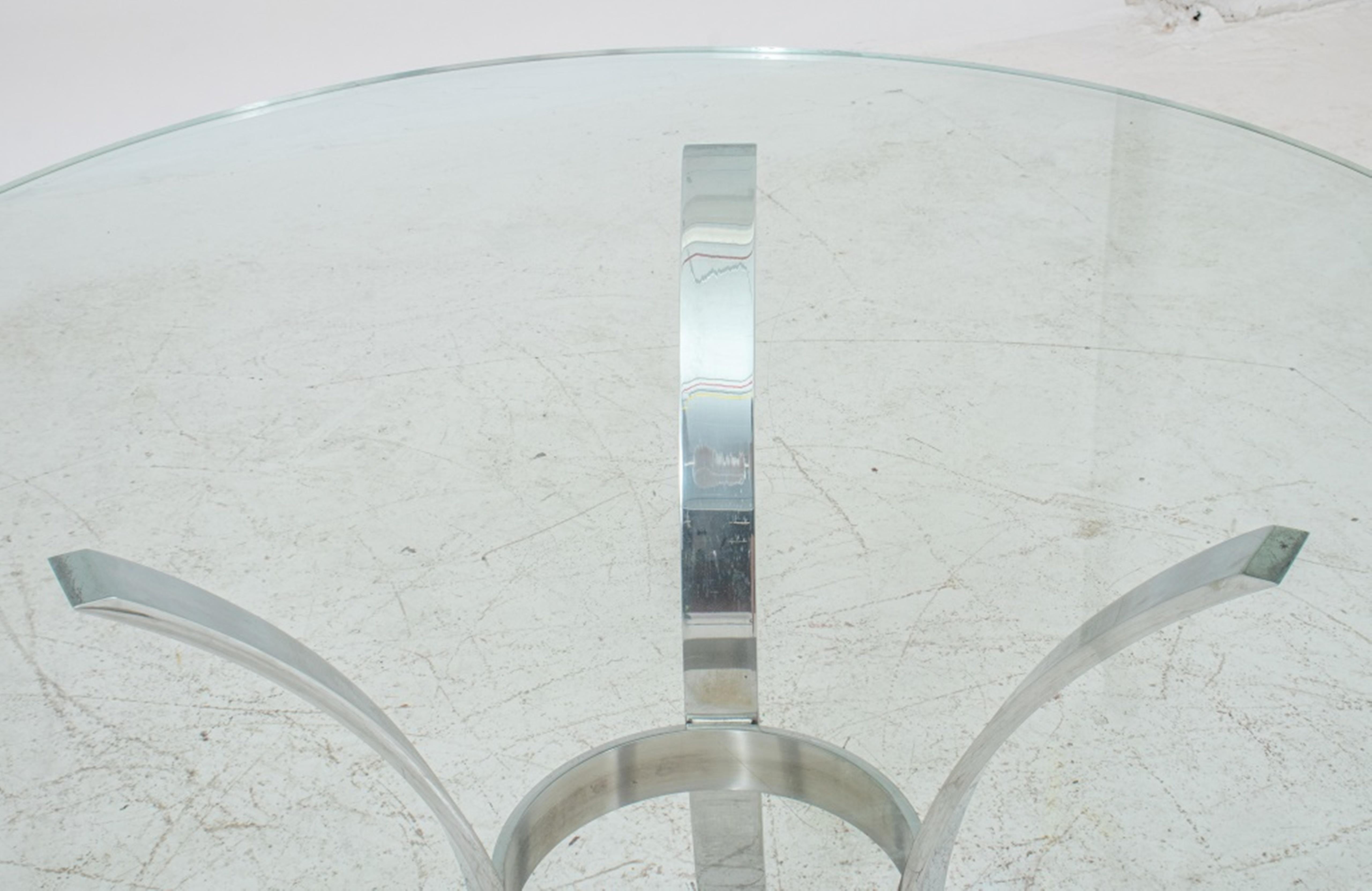 Modern Glass Round Dining Table with Chrome Base 1