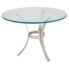 Modern Glass Round Dining Table with Chrome Base