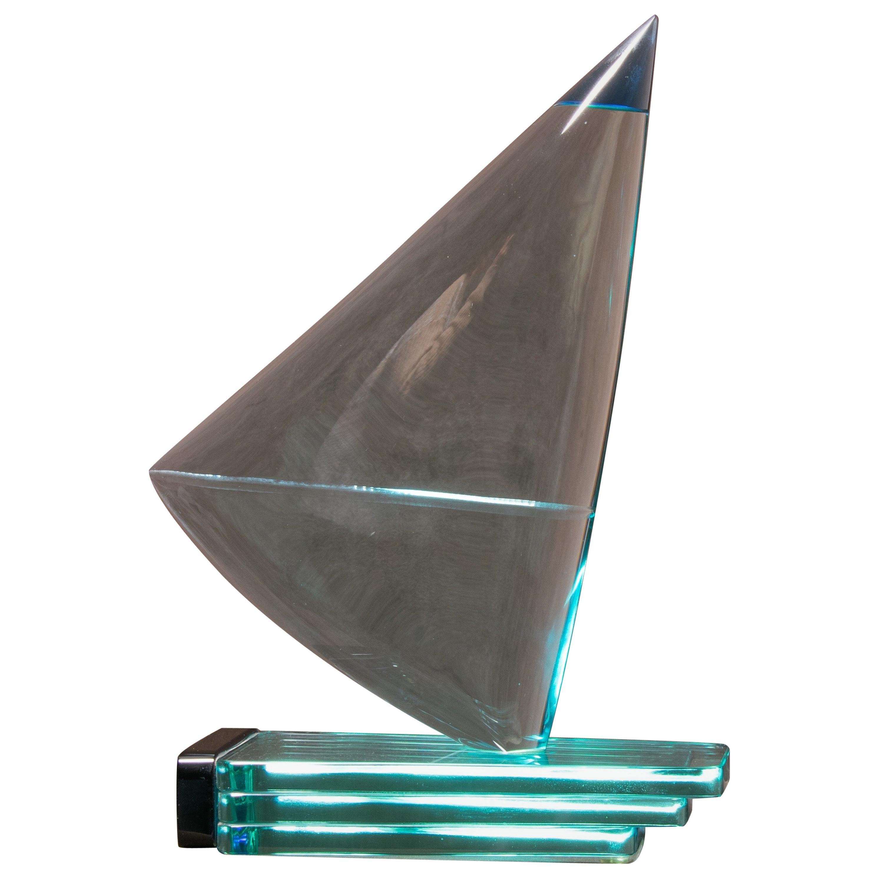 Modern Glass Sailboat Sculpture Signed Giorgio Berlini