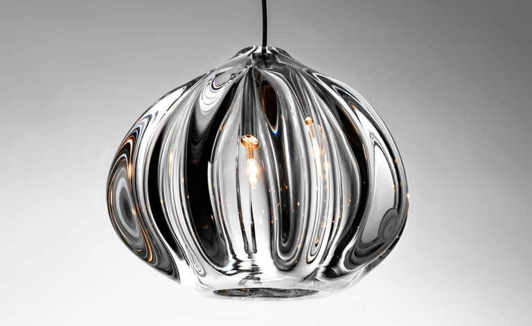 Small Clear Urchin Pendant Light, Hand Blown Glass - Made to Order In New Condition For Sale In Santa Ana, CA