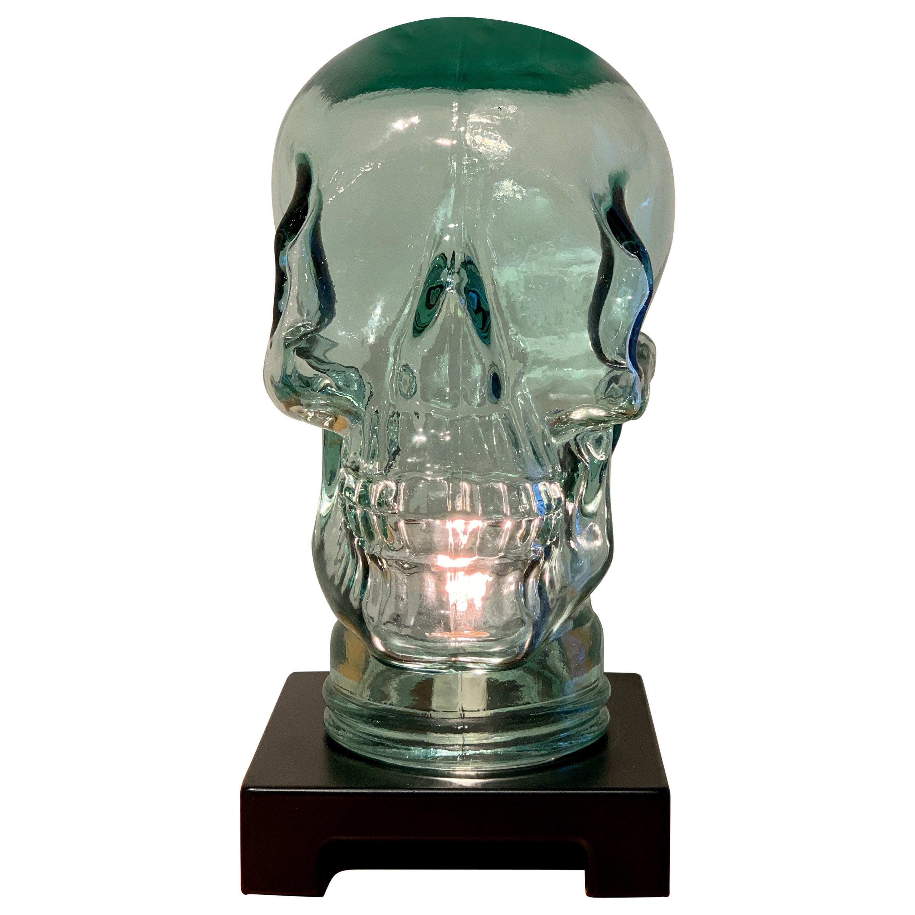 Modern Glass Skull Lamp For Sale