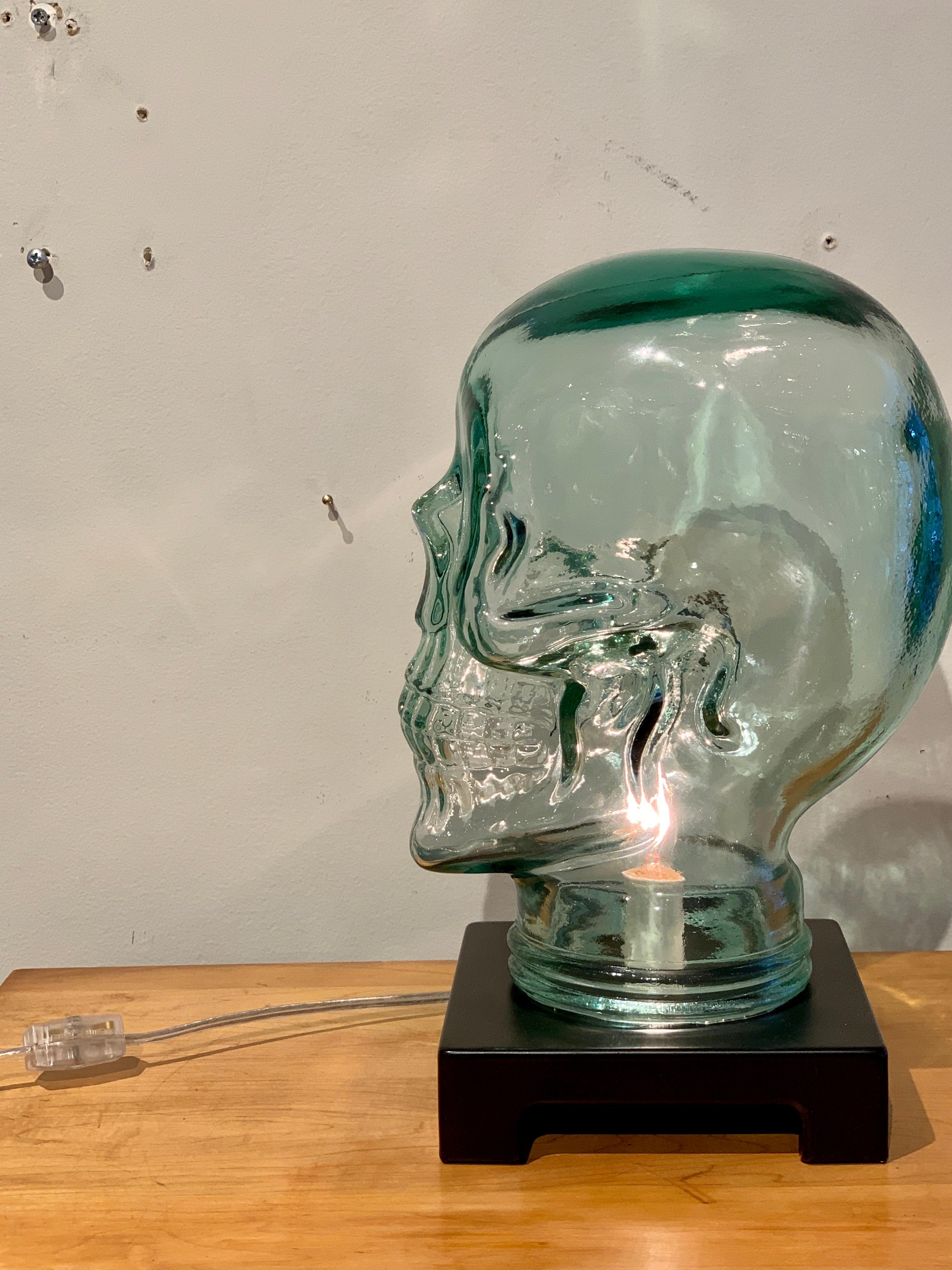 Modern Glass Skull Lamp For Sale 3