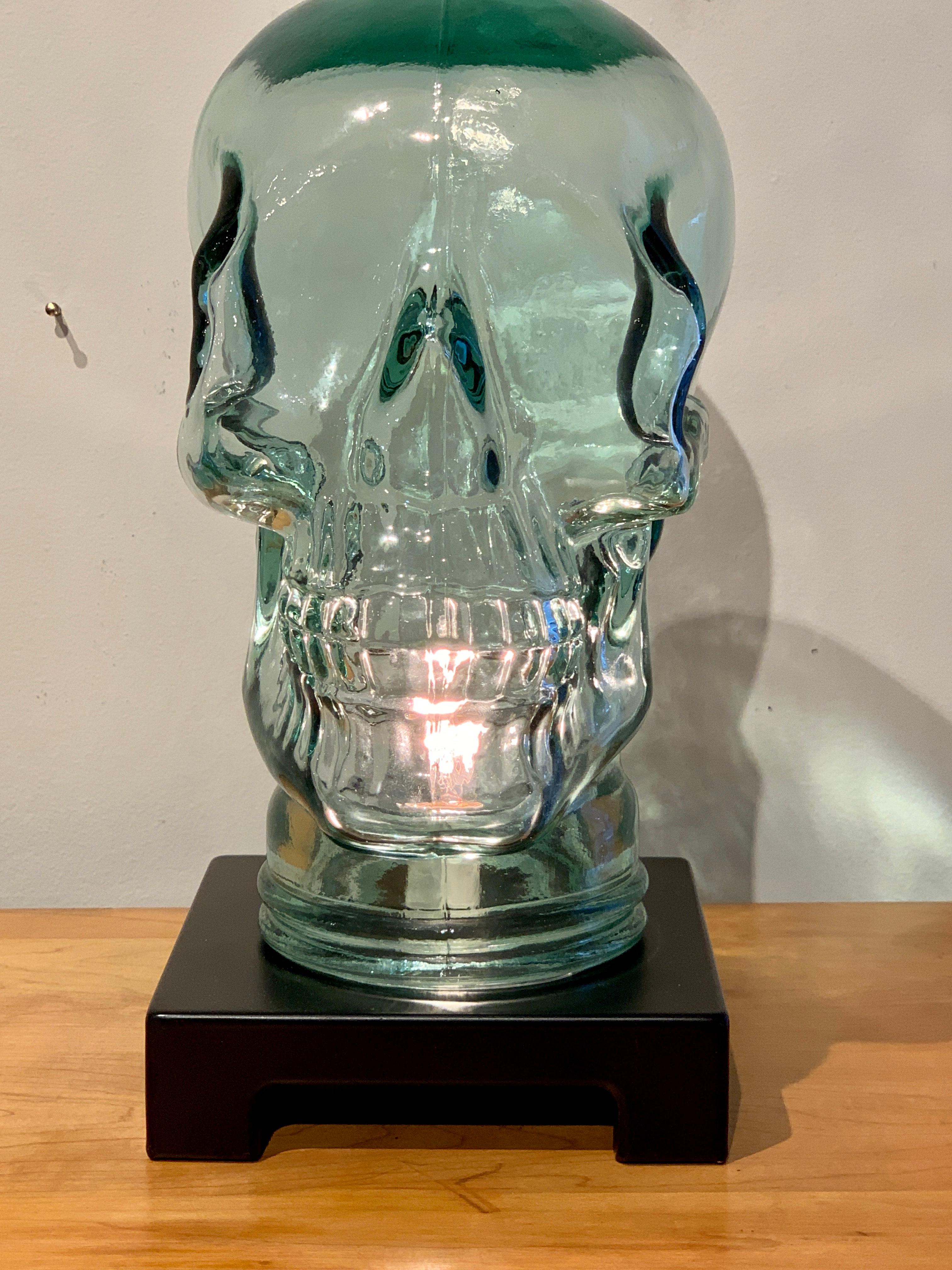 20th Century Modern Glass Skull Lamp For Sale