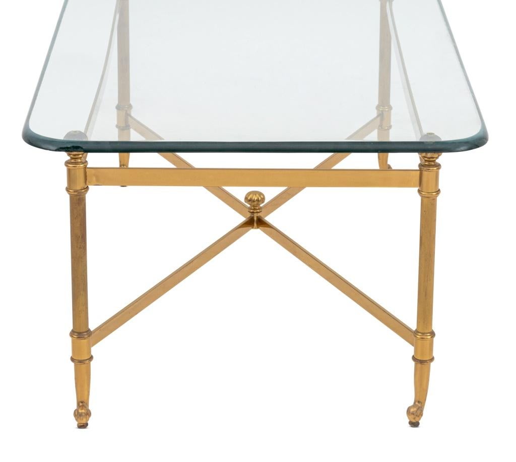Mid-Century Modern Modern Glass Top Brass Coffee Table For Sale