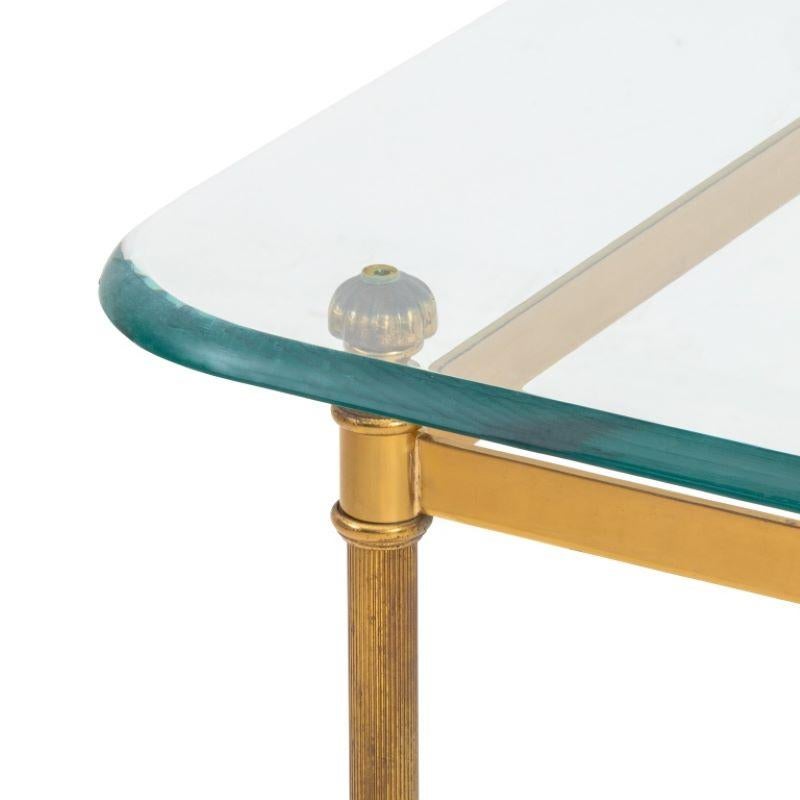 Italian Modern Glass Top Brass Coffee Table For Sale