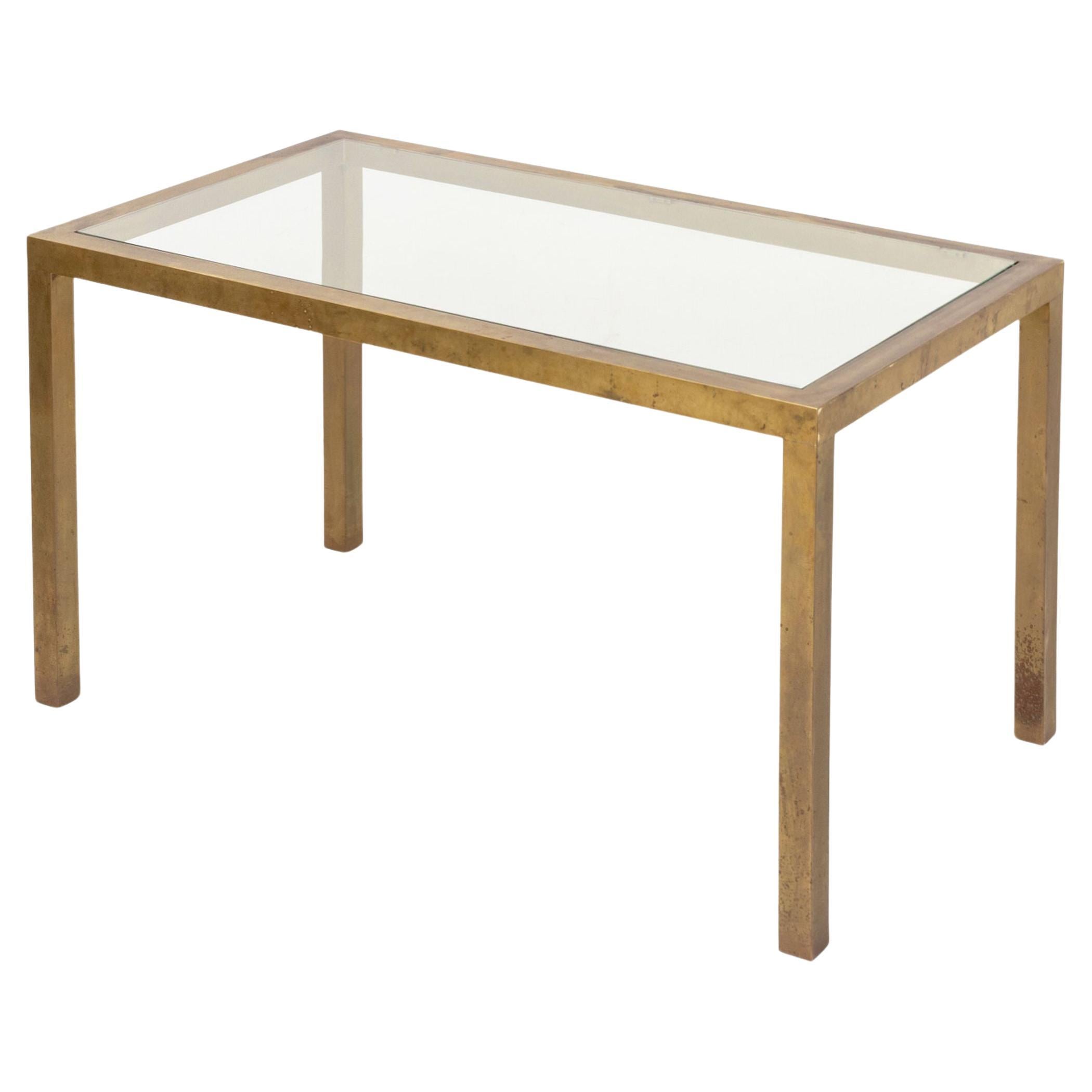 Modern Glass Top Brass Dining Table For Sale
