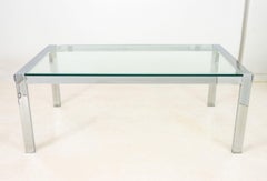 Modern Glass Top Chrome Dining Table