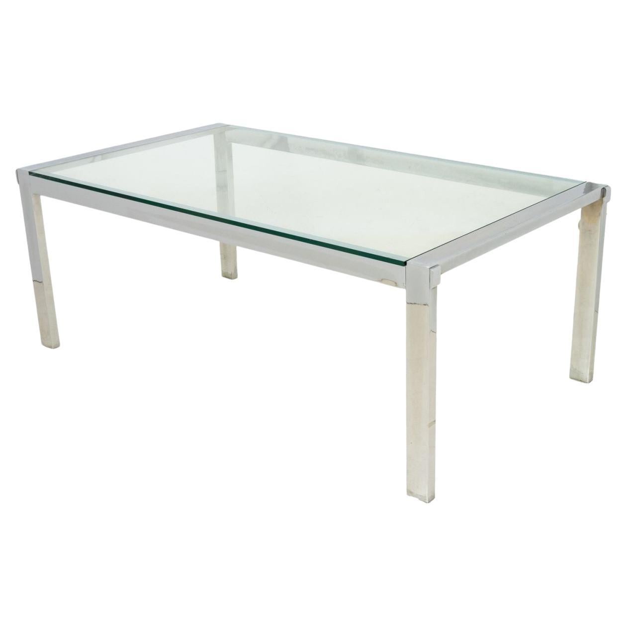Modern Glass Top Chrome Dining Table