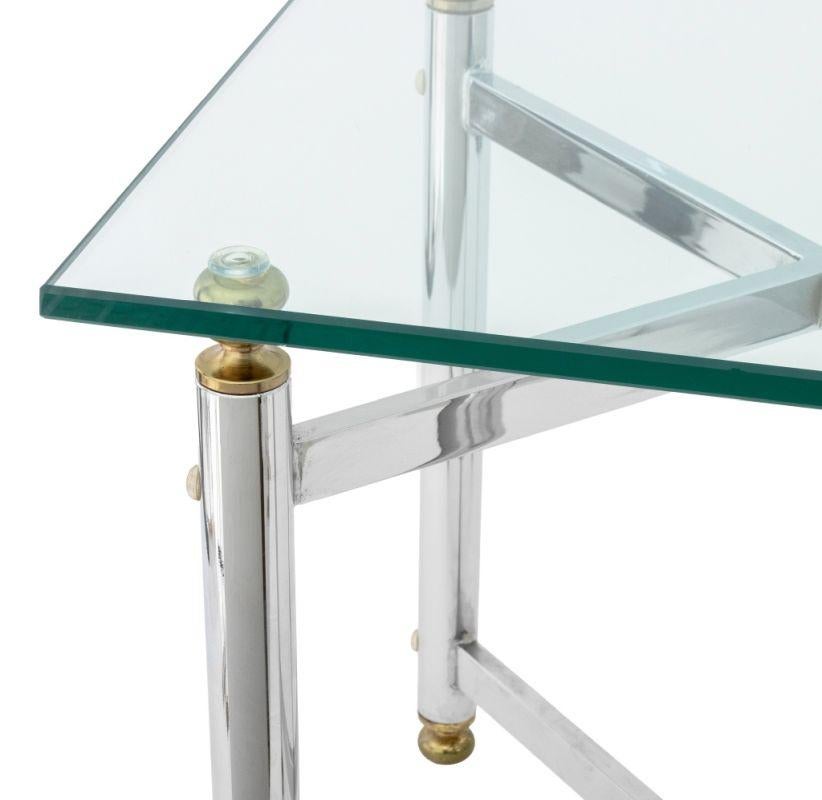 Mesa auxiliar moderna cromada con tapa de cristal Vidrio en venta