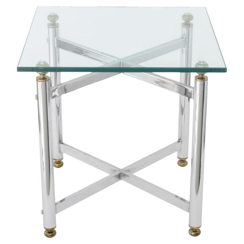 Modernes Glasplatte Chrom End Tisch