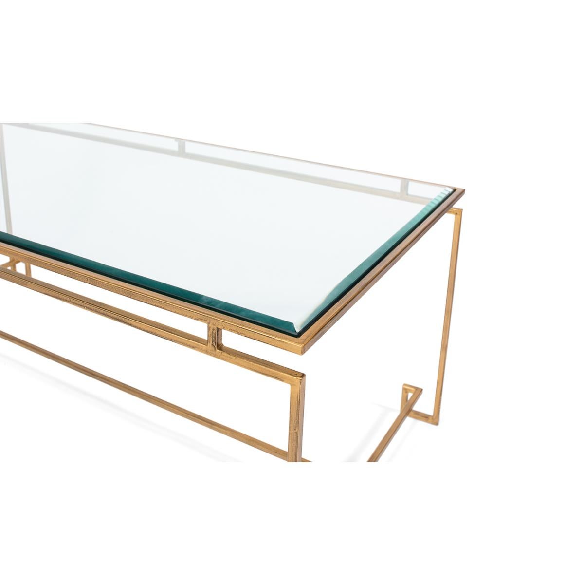Asian Modern Glass Top Cocktail Table For Sale