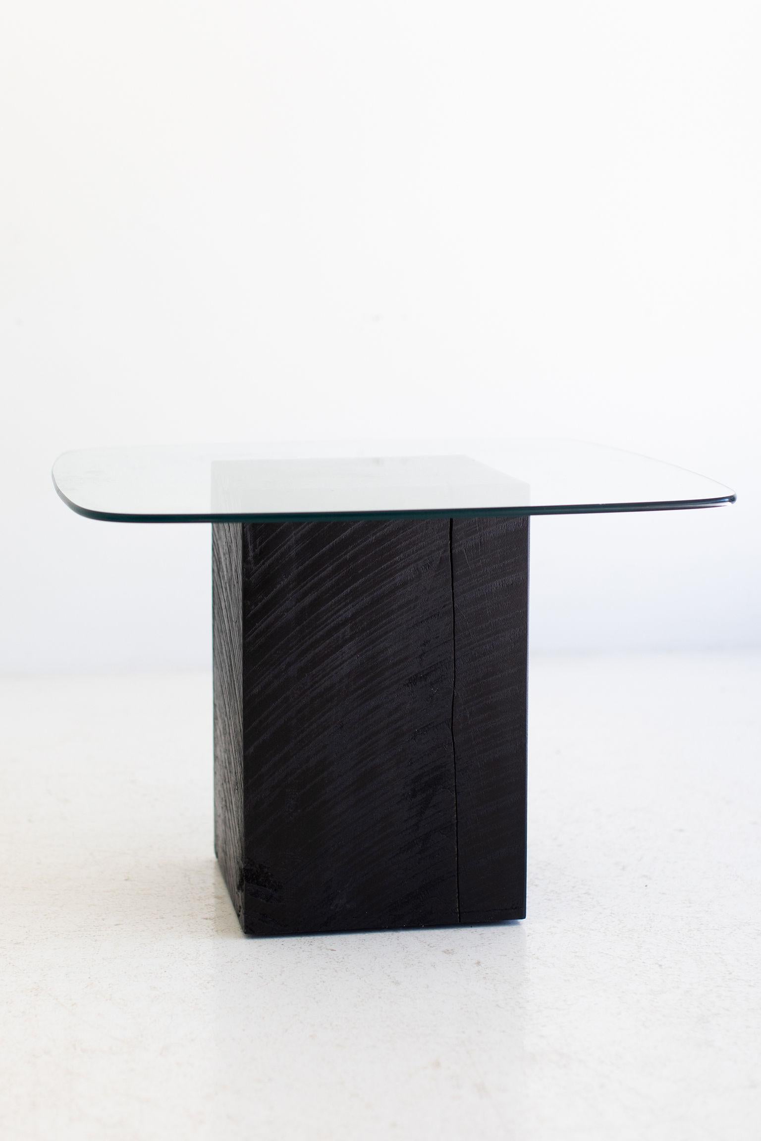 These are handmade from our family to yours! See how we do it here.

Our stumps are now kiln dried! This process helps with major cracking, moisture issues, and bugs!

This Modern Glass Top Coffee Table is made in the heart of Ohio with locally