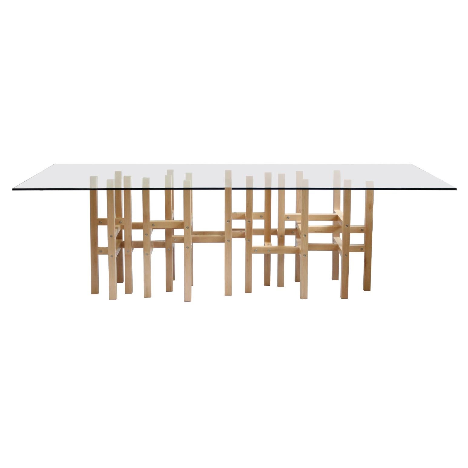 Modern Glass Top Dining Table by Peter Harrison, In Stock