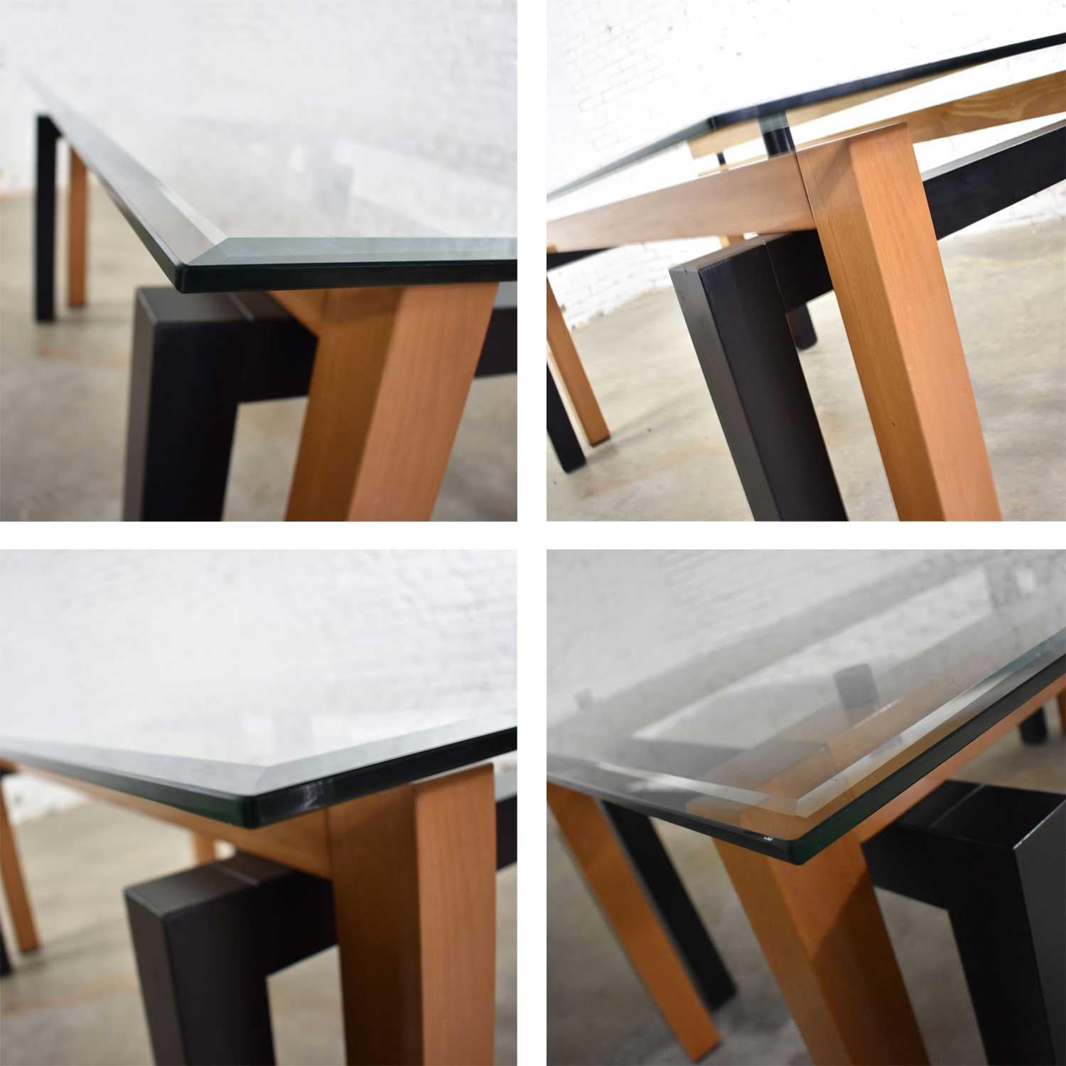 Modern Glass Top Dining Table Made in Italy by Pietro Costantini Cherry & Black 5