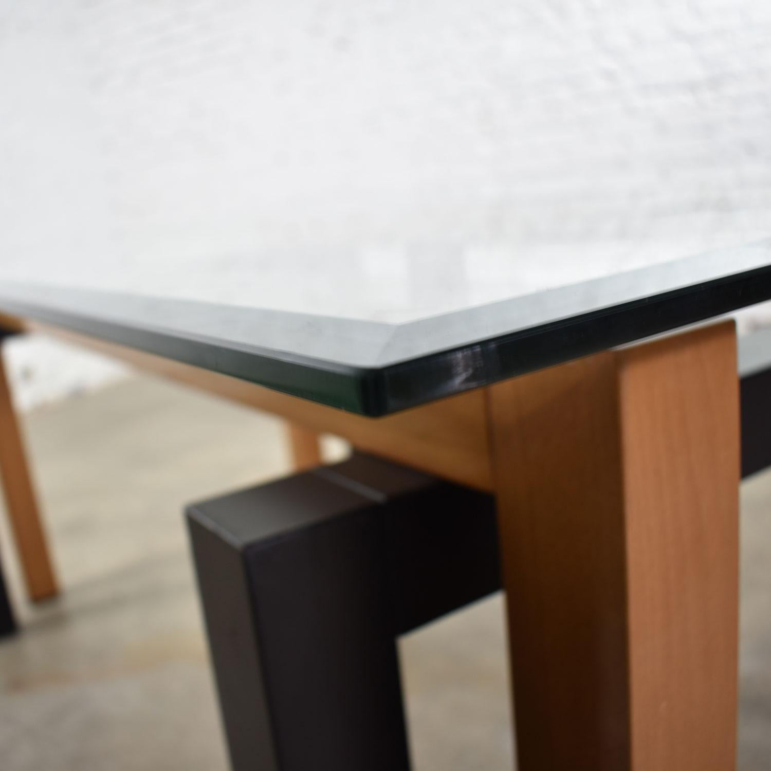 Modern Glass Top Dining Table Made in Italy by Pietro Costantini Cherry & Black 8