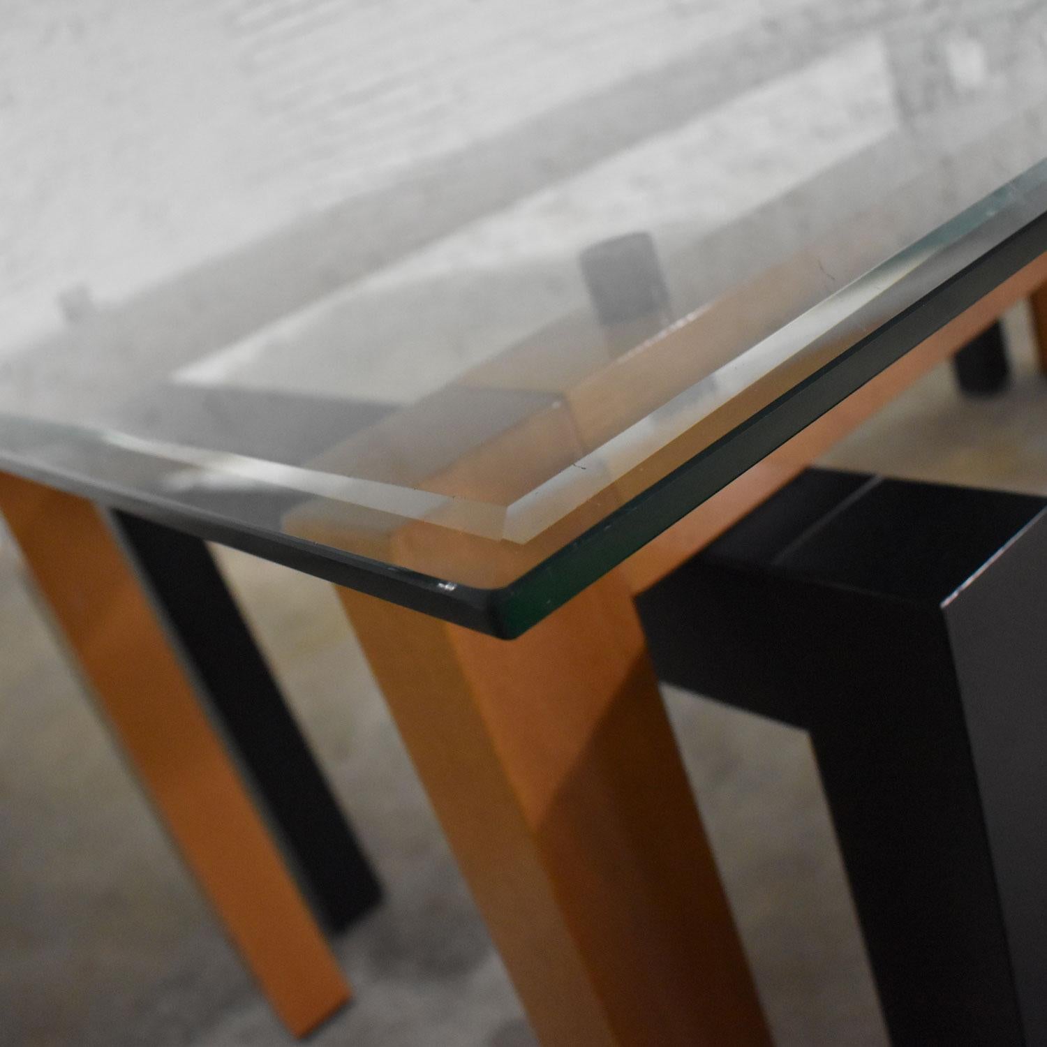 Modern Glass Top Dining Table Made in Italy by Pietro Costantini Cherry & Black 9