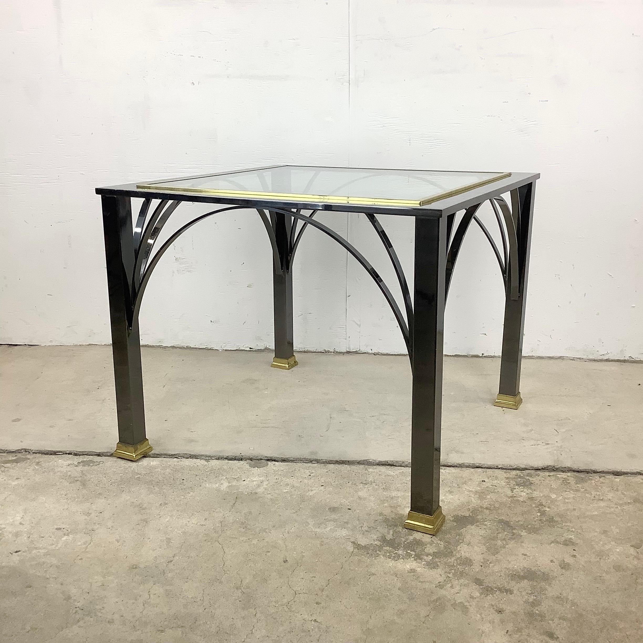 American Modern Glass Top End Table with Dark Chrome from Design Institute of America For Sale
