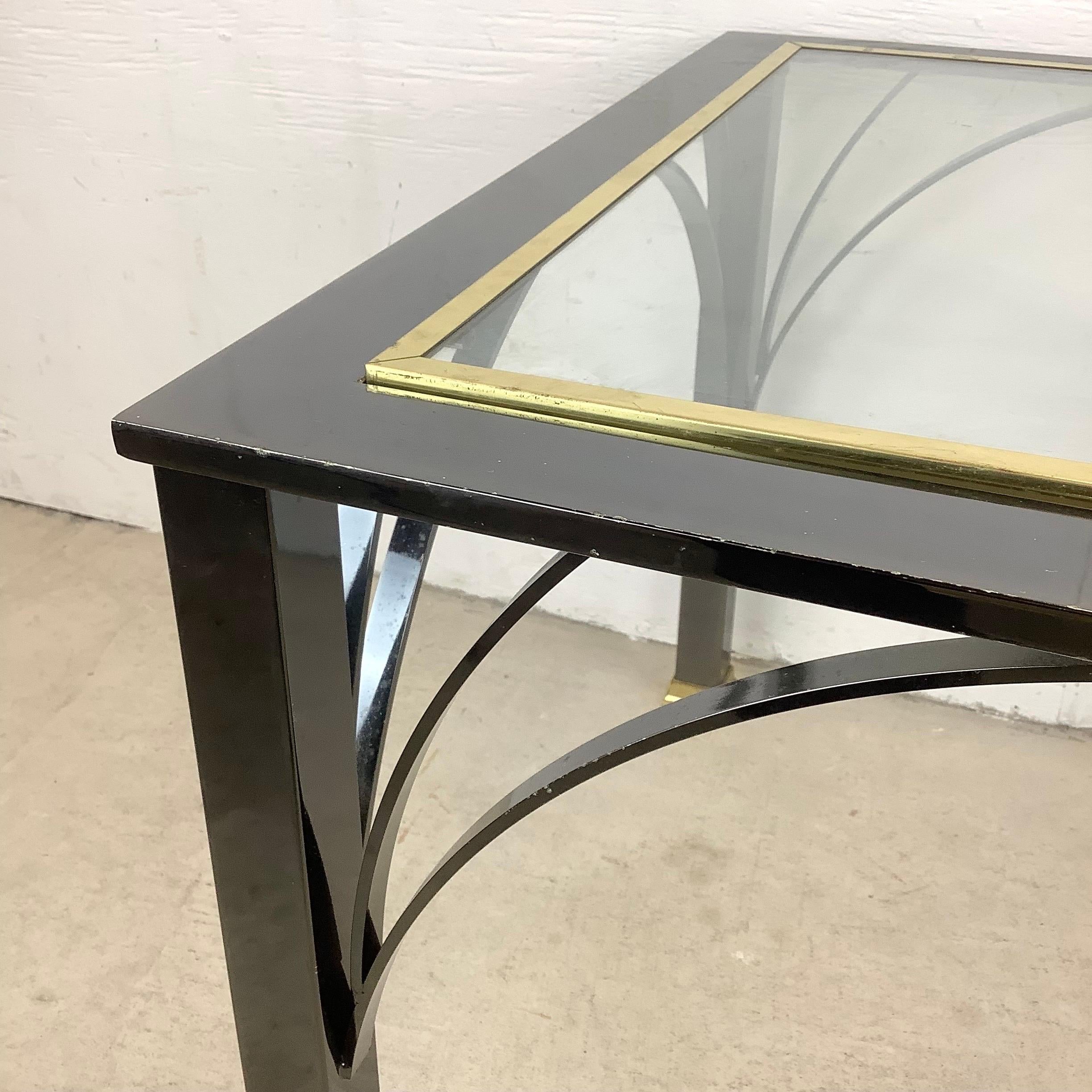 Modern Glass Top End Table with Dark Chrome from Design Institute of America In Good Condition For Sale In Trenton, NJ