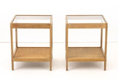 Modern Glass Top Side Tables, Pair