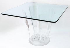 Modern Glass-Topped Lucite Dining Table