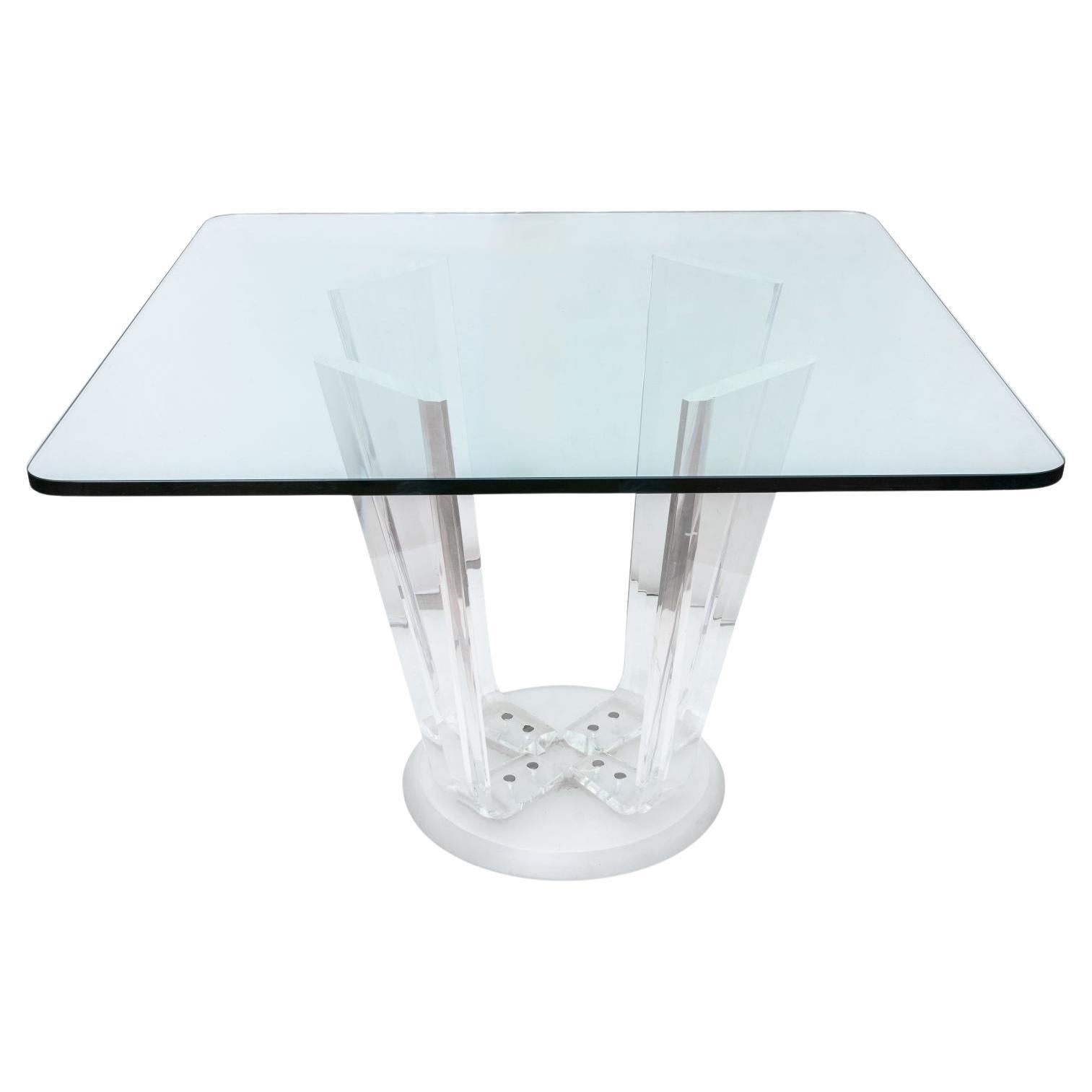 Mesa de Comedor Moderna de Lucite con Tapa de Cristal