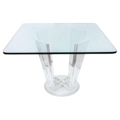 Mesa de Comedor Moderna de Lucite con Tapa de Cristal