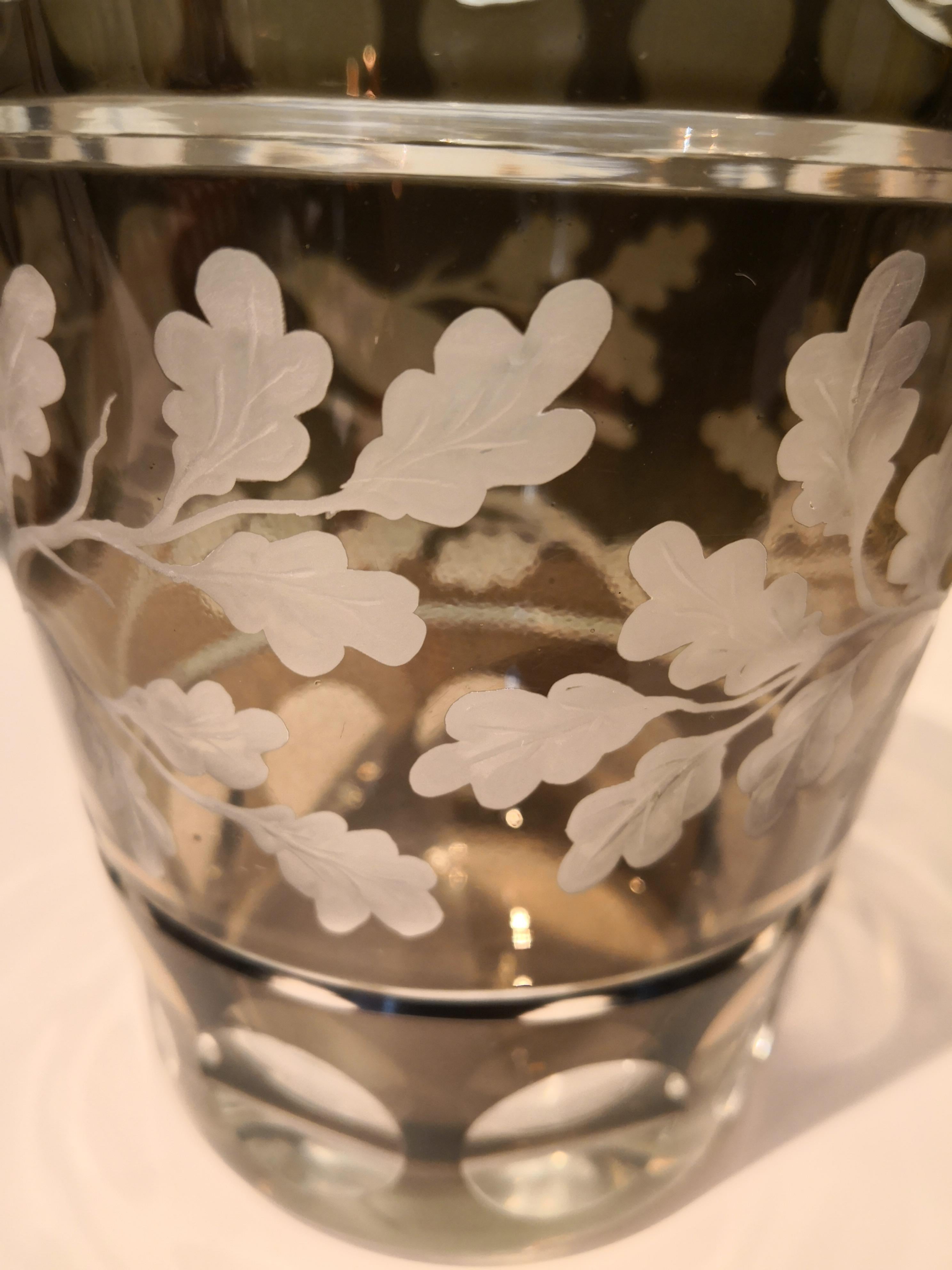 German Country Style Glass Vase Birds Decor Grey Sofina Boutique Kitzbuehel For Sale