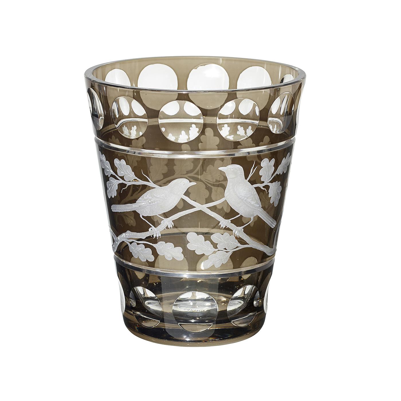 Vase en cristal de style campagnard soufflé à la main avec décor d'oiseaux Sofina Boutique Kitzbhel