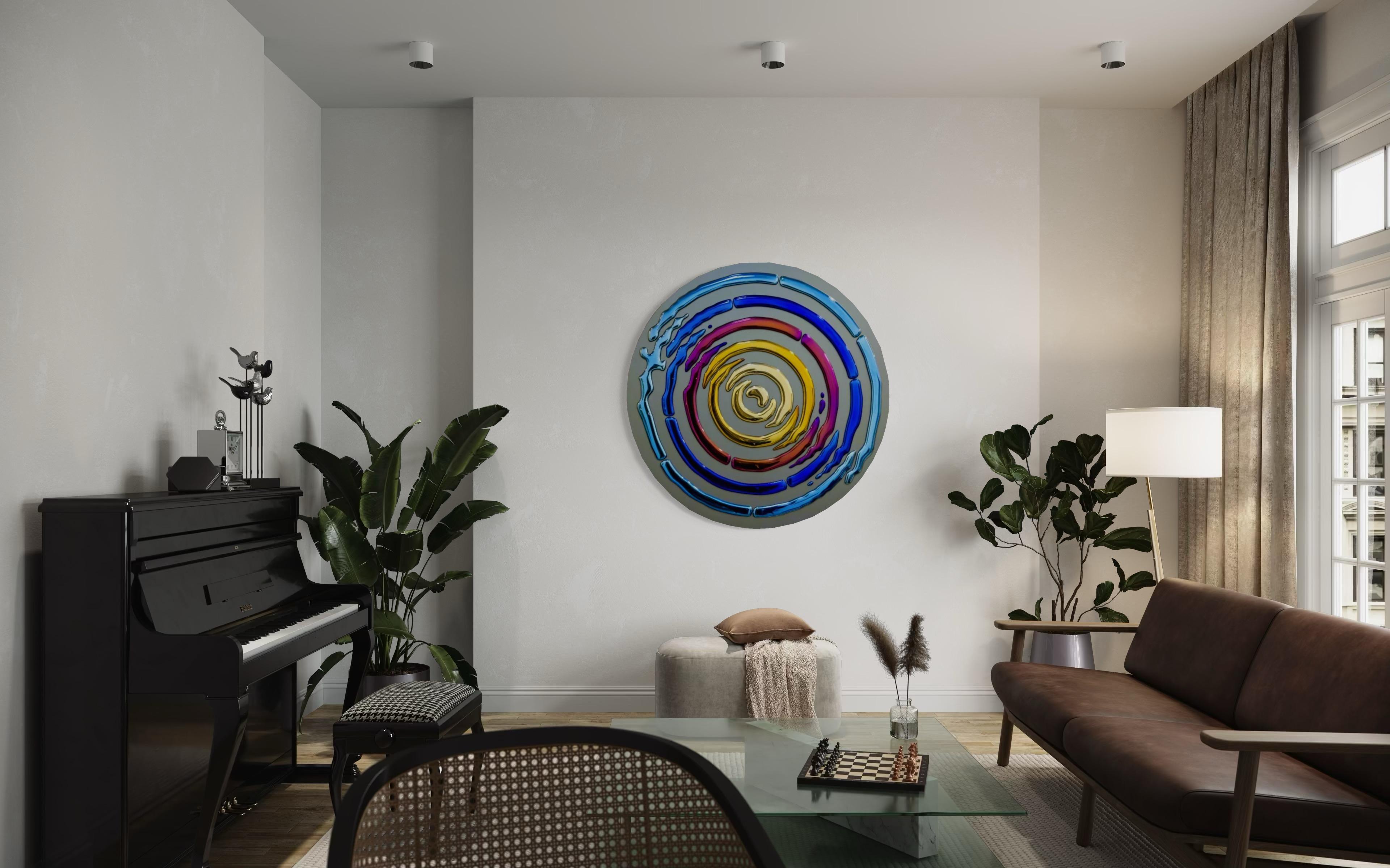 Modernes Glas Wanddekor Alternative Interferenz Kreis Wandbild (Ukrainisch) im Angebot