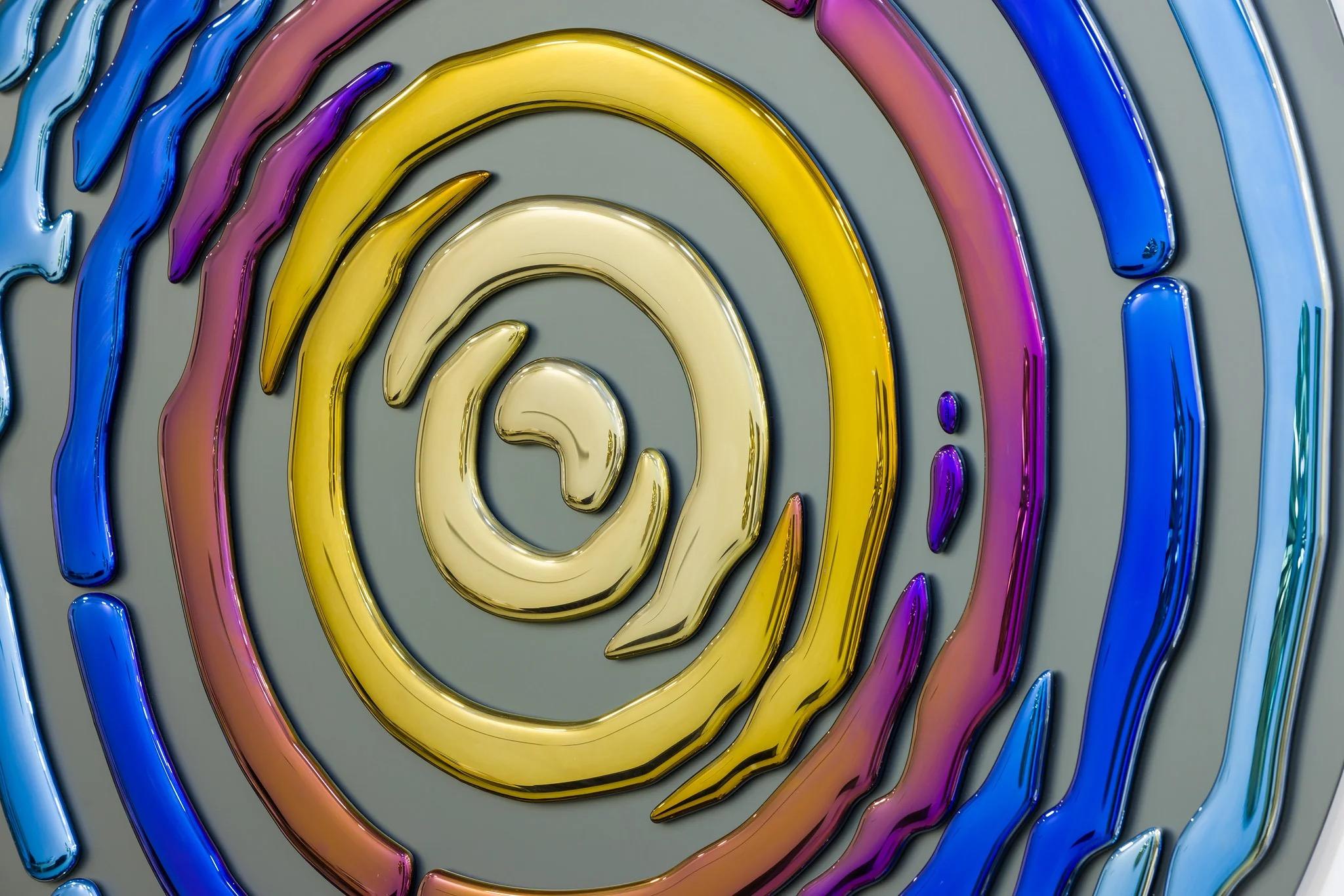 Modernes Glas Wanddekor Alternative Interferenz Kreis Wandbild im Zustand „Neu“ im Angebot in West Hollywood, CA