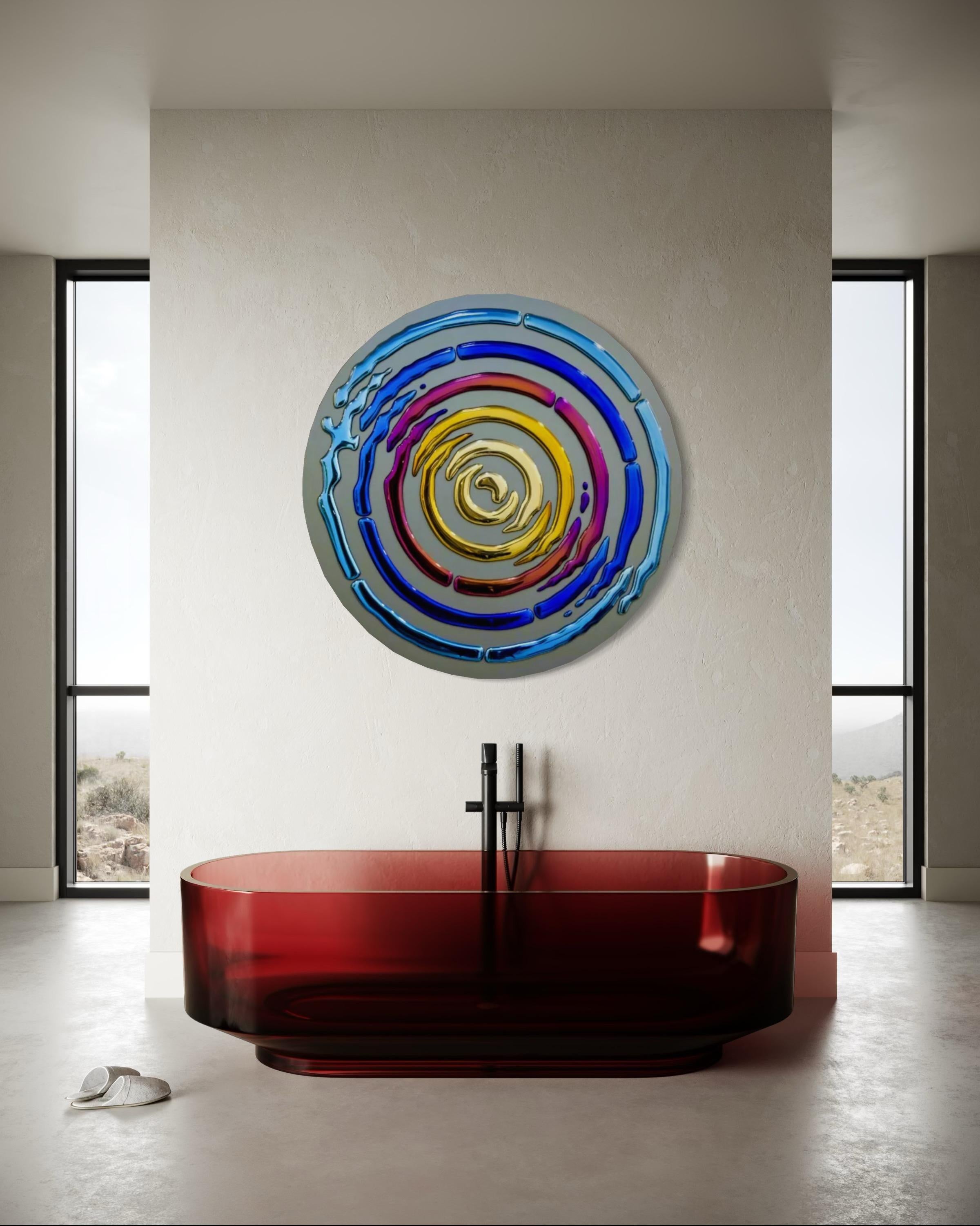 Modernes Glas Wanddekor Alternative Interferenz Kreis Wandbild im Angebot 1