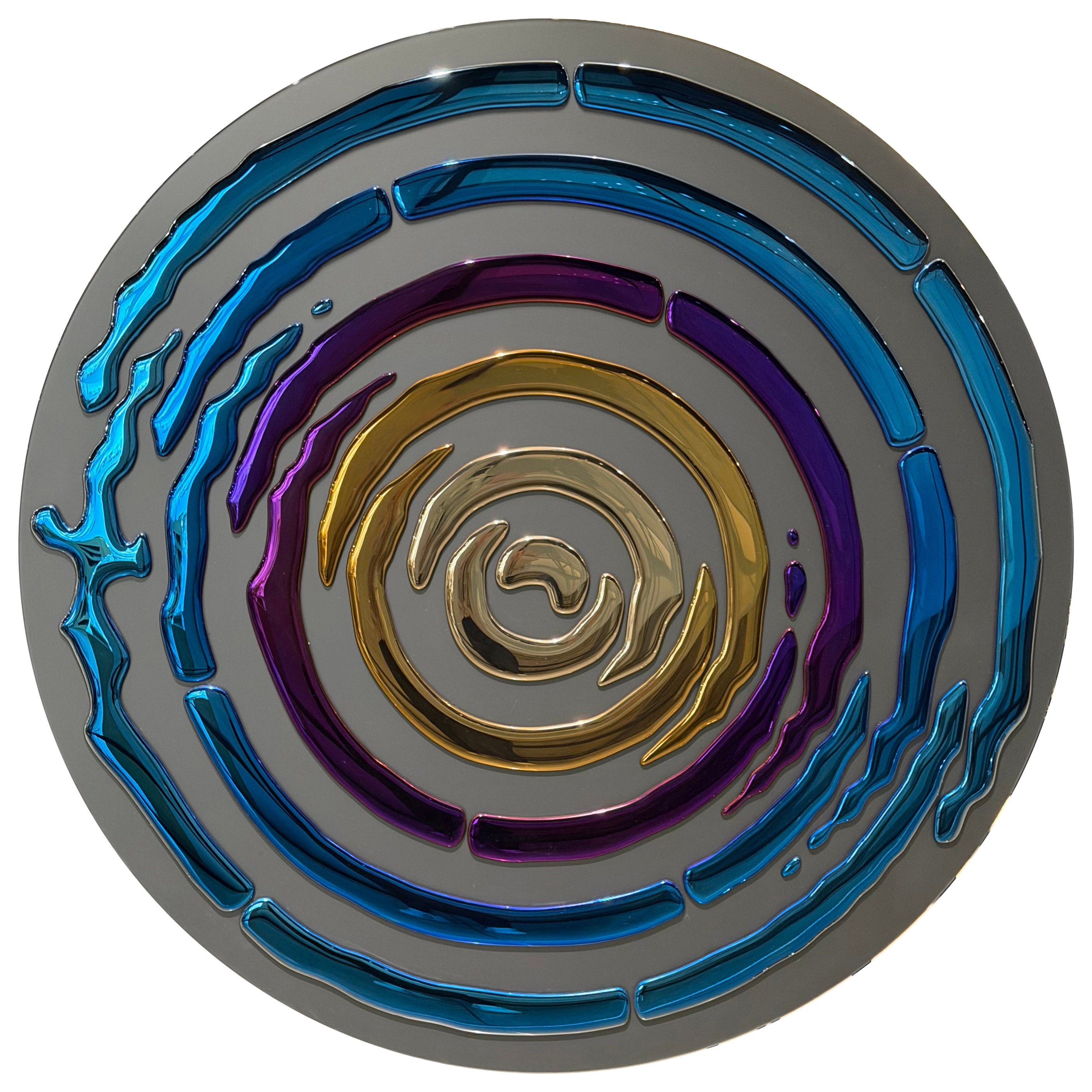 Modernes Glas Wanddekor Alternative Interferenz Kreis Wandbild im Angebot