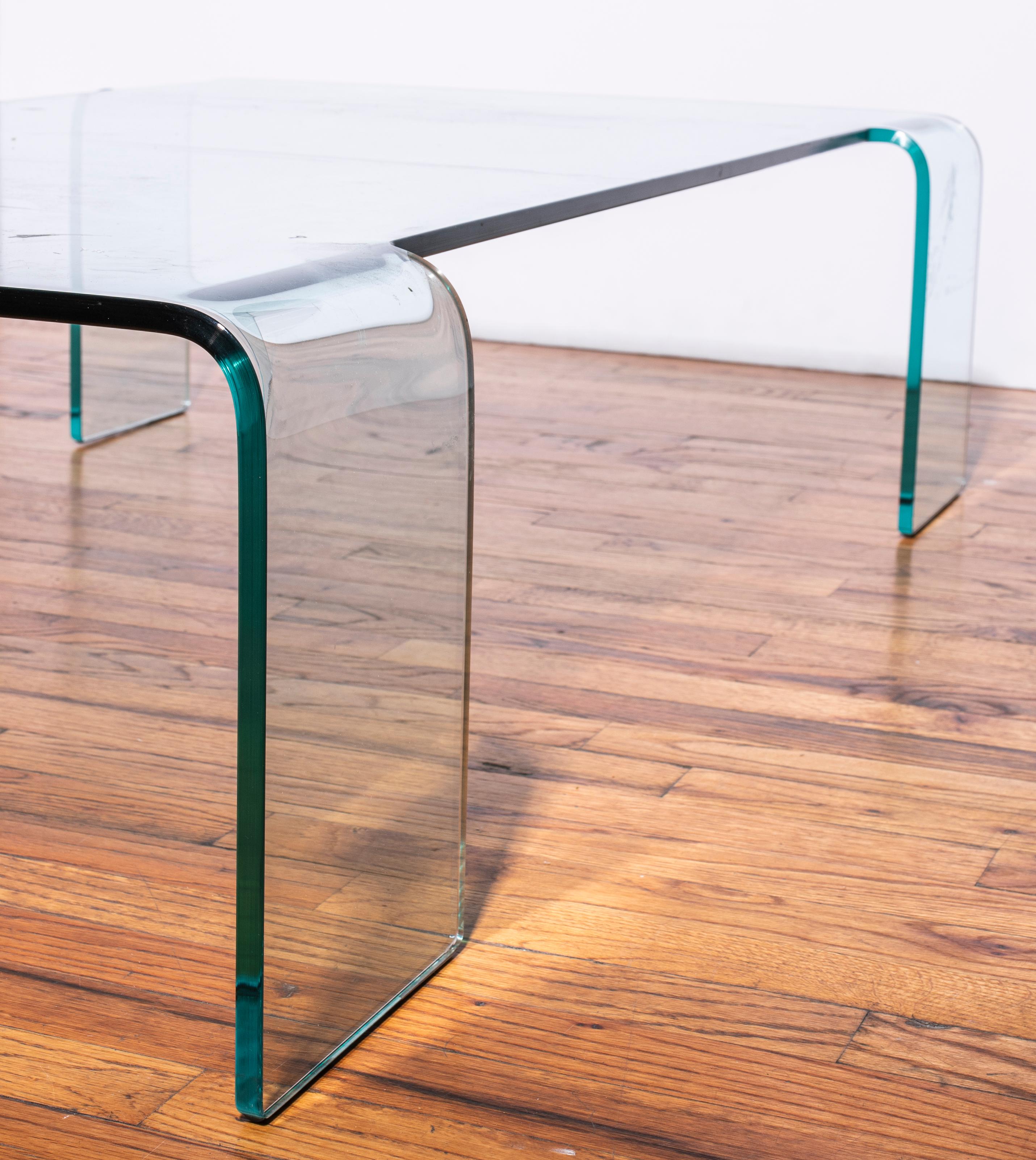 Unknown Modern Glass Waterfall Cocktail Table