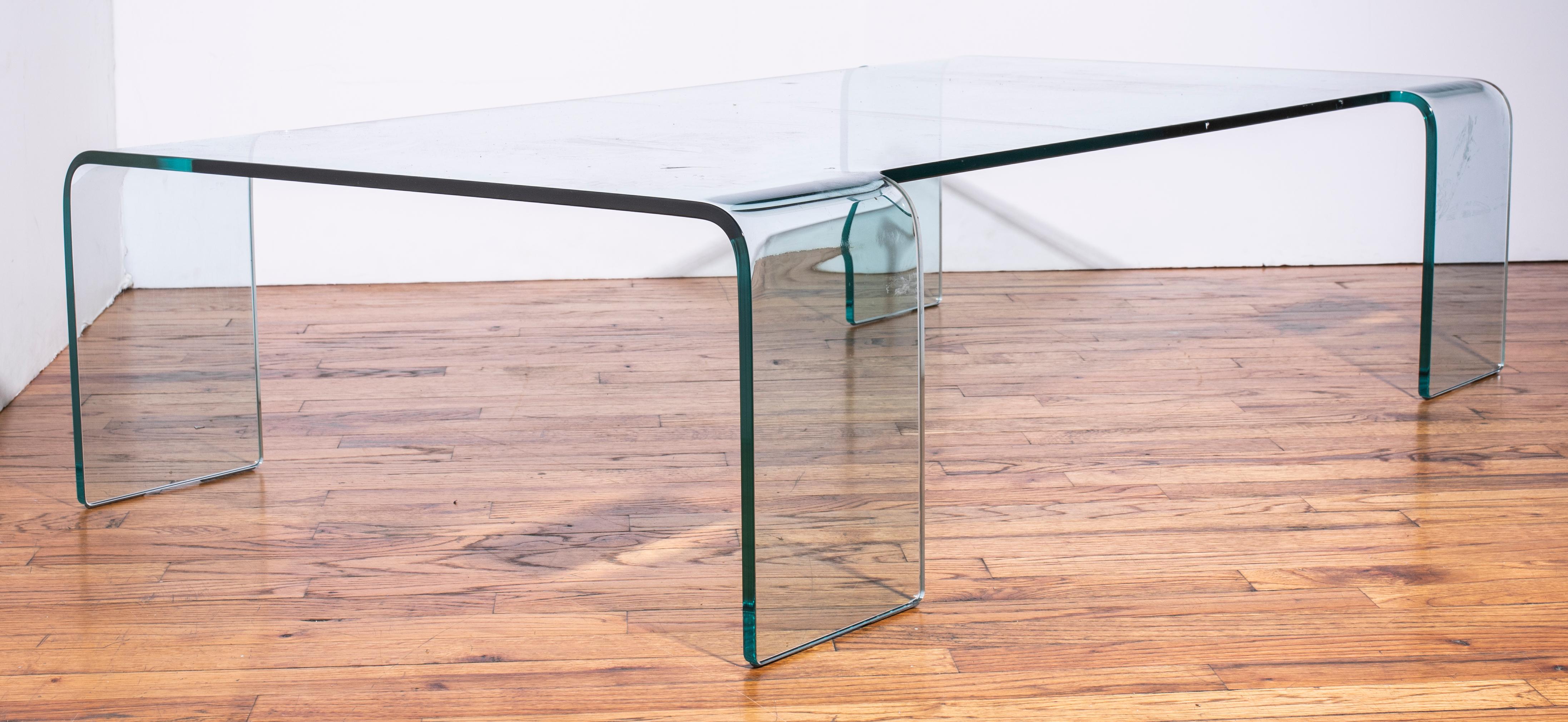 Modern Glass Waterfall Cocktail Table In Good Condition In New York, NY