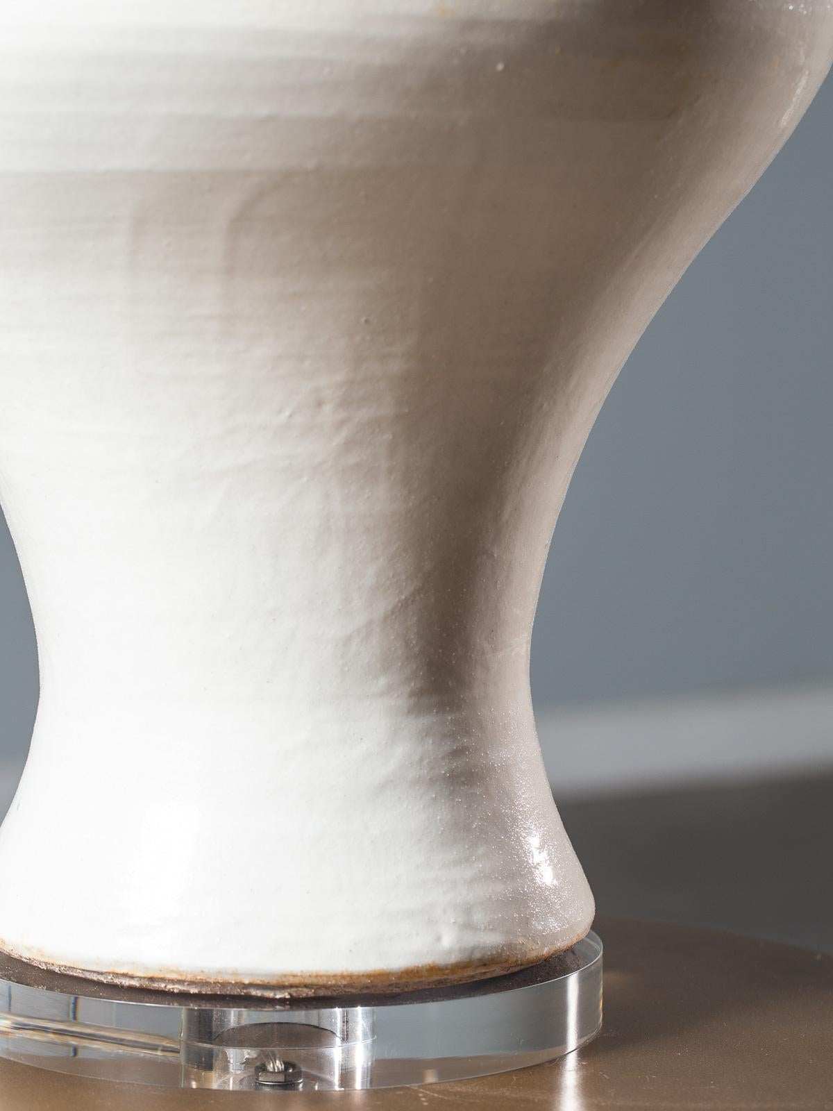 Contemporary Modern Glazed Pottery Hand Made Vase Custom Lamp Flamingo Shade For Sale
