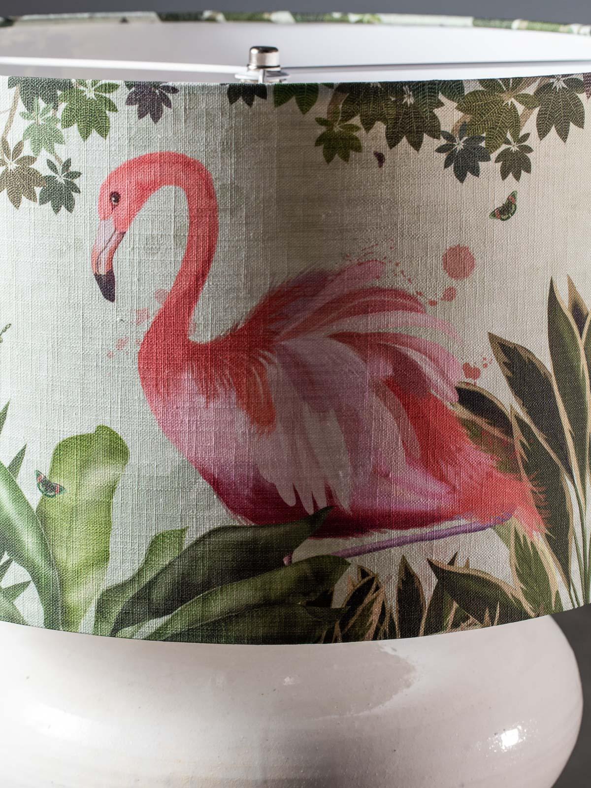 Modern Glazed Pottery Hand Made Vase Custom Lamp Flamingo Shade For Sale 2
