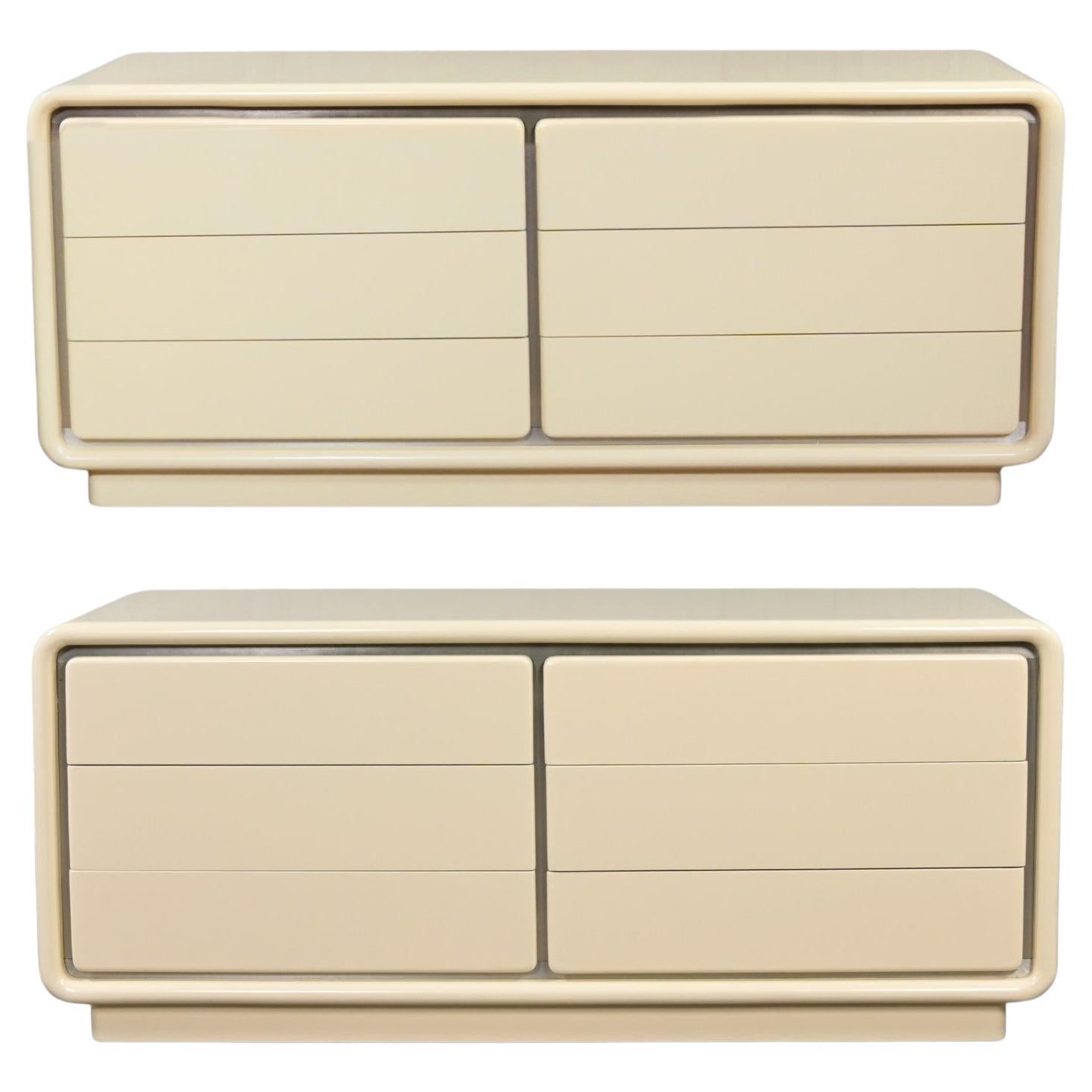 Modern Glenn of California Dressers or Credenzas Off White Lacquer a Pair