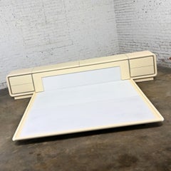 Modern Glenn of California Platform King Bed & 2 Nightstands Off White Lacquer