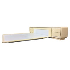 Retro Modern Glenn of California Platform King Bed & 2 Nightstands Off White Lacquer