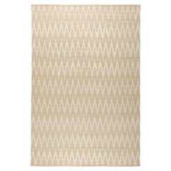 Modern Global Off-White and Beige Hand Knotted Wool Rug by Doris Leslie Blau