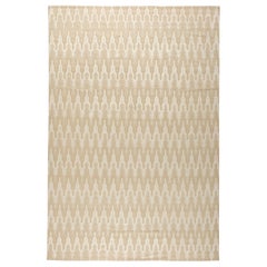 Modern Global Off-White and Beige Hand Knotted Wool Rug by Doris Leslie Blau