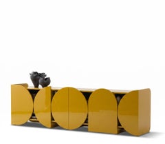 Modern Glossy Sideboard Buffet Cabinet Mogg Shape 240 cm RAL 1005 Bauhaus Style