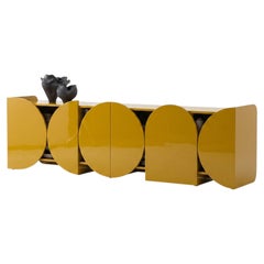 Modern Glossy Sideboard Buffet Cabinet Mogg Shape 240 cm RAL 1005 Bauhaus Style