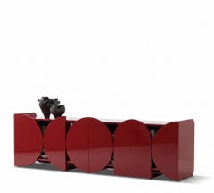 Modern Glossy Sideboard Buffet Cabinet Mogg Shape 240 cm RAL 3001 Bauhaus Style