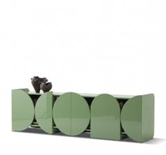 Modern Glossy Sideboard Buffet Cabinet Mogg Shape 240 cm RAL 6021 Bauhaus Style
